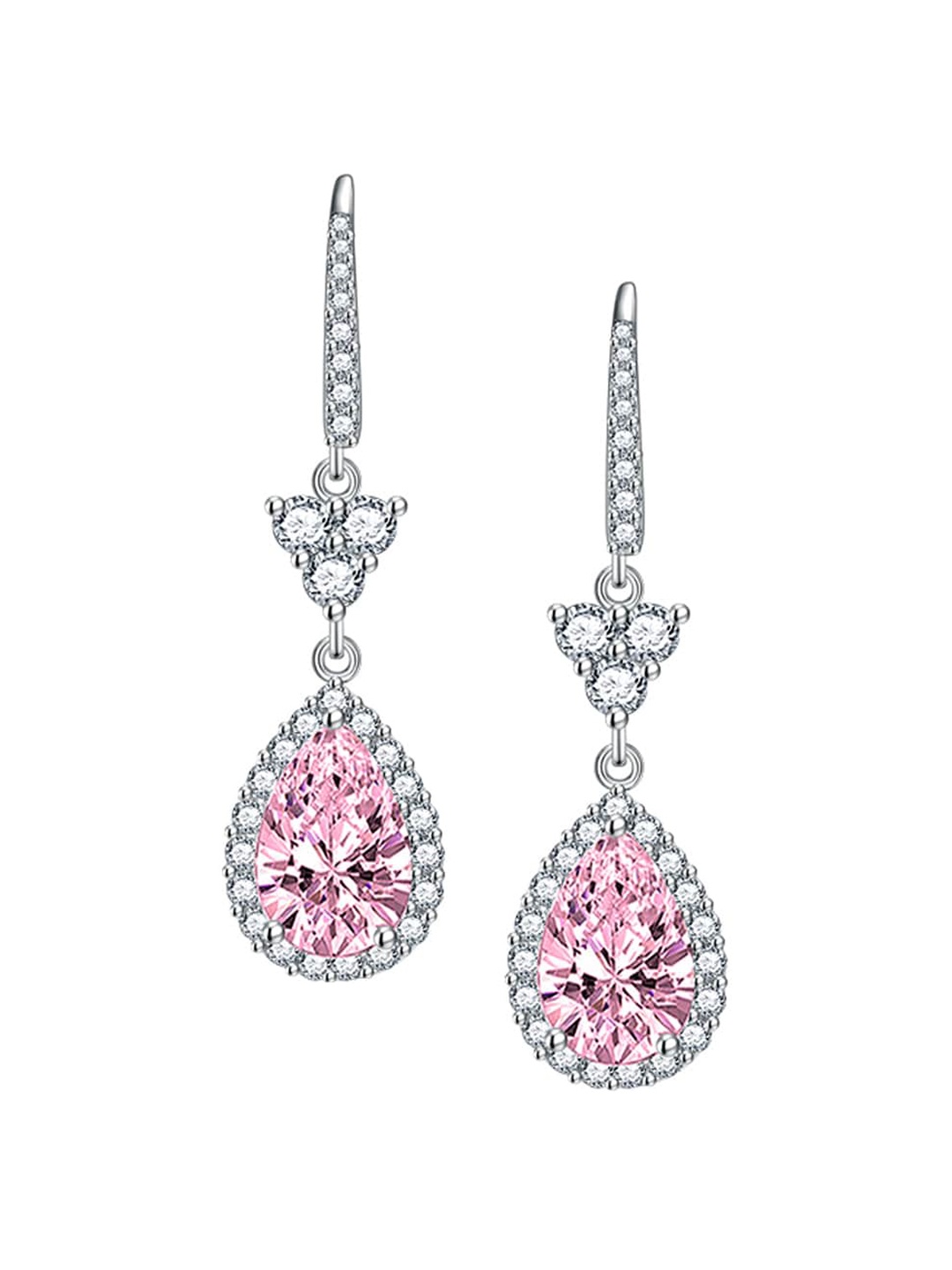 

Designs & You Silver-Plated CZ Studded Contemporary Drop Earrings