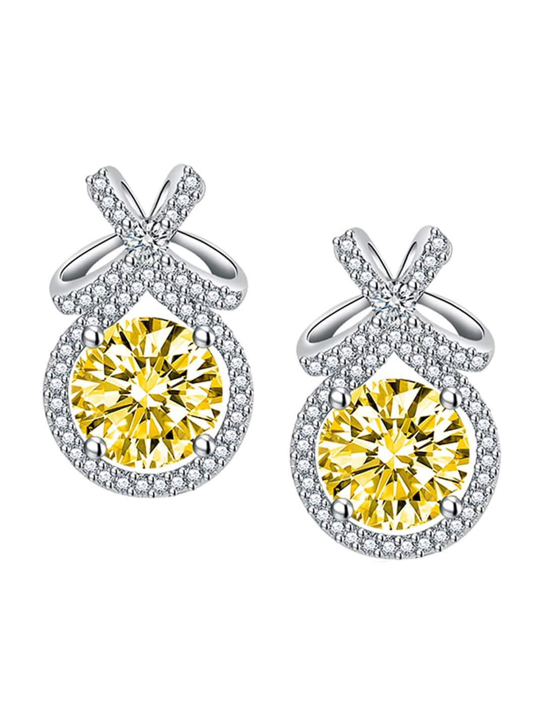 

Designs & You Silver Plated Cubic Zirconia Studded Contemporary Studs