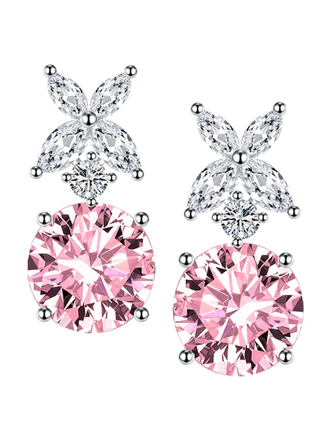 

Designs & You Silver-Plated CZ Studded Circular Stud Earrings