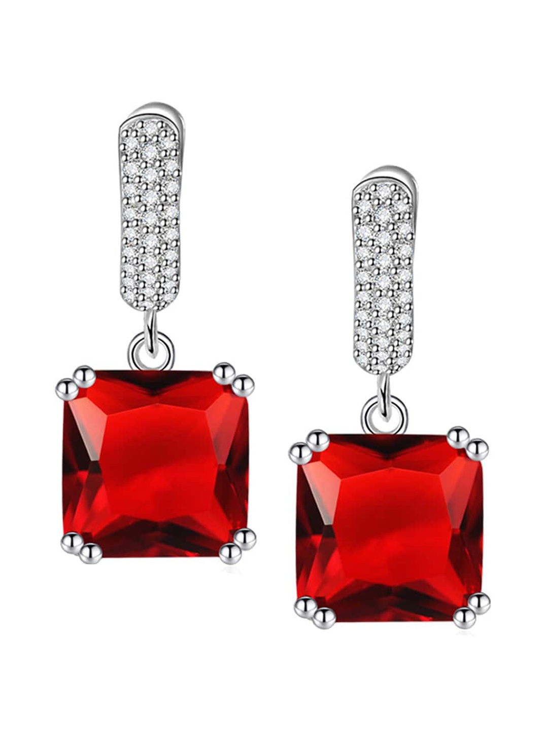 

Designs & You Silver Plated Square Shaped Drop Earrings