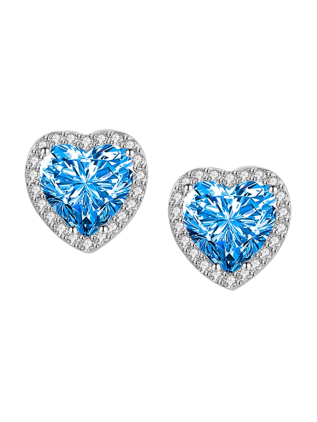

Designs & You Silver-Plated Cubic Zirconia Heart Shaped Studs Earrings