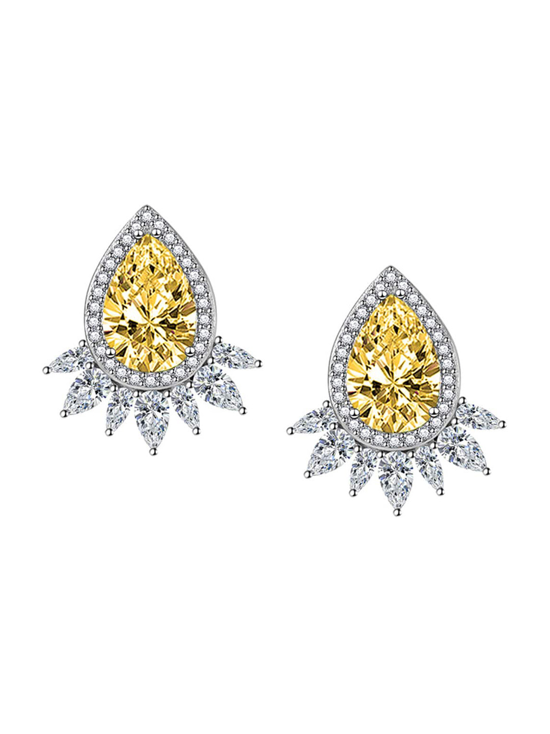 

Designs & You Silver-Plated Cubic Zirconia Studded Contemporary Studs Earrings