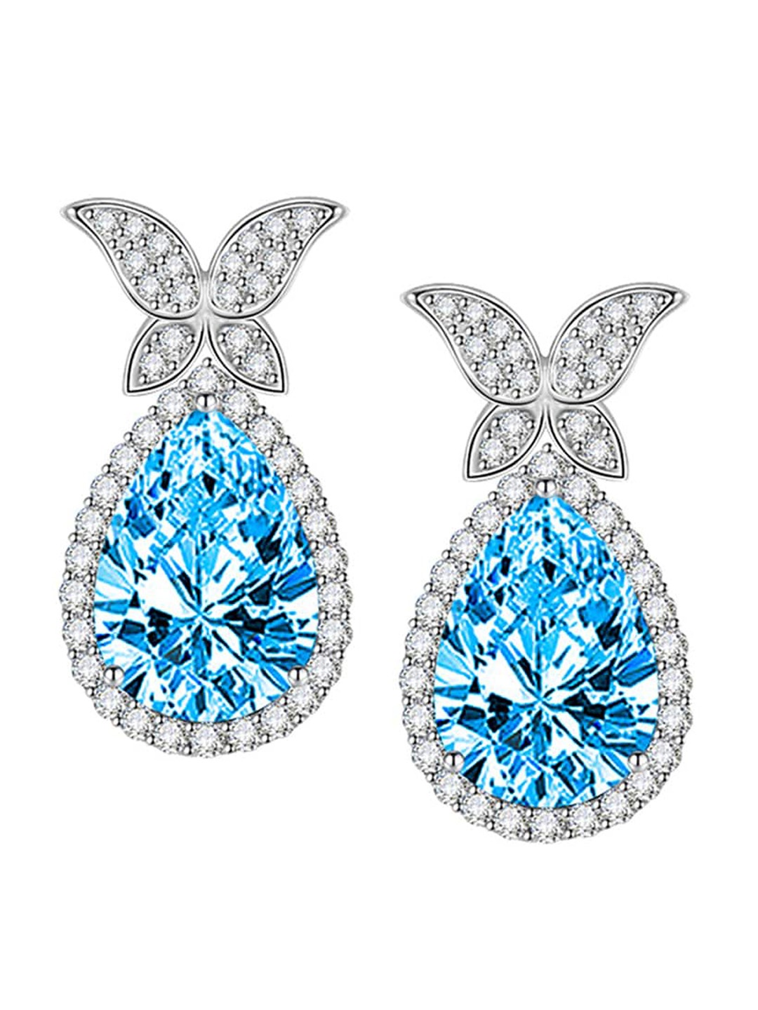 

Designs & You Silver-Plated Cubic Zirconia Teardrop Shaped Studs Earrings