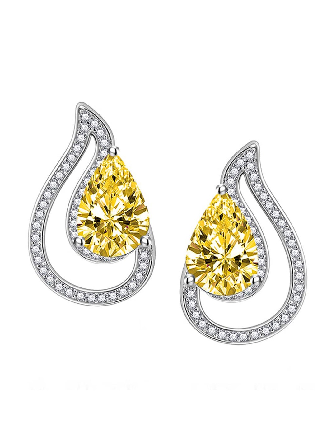 

Designs & You Silver Plated Teardrop Shaped Studs Earrings