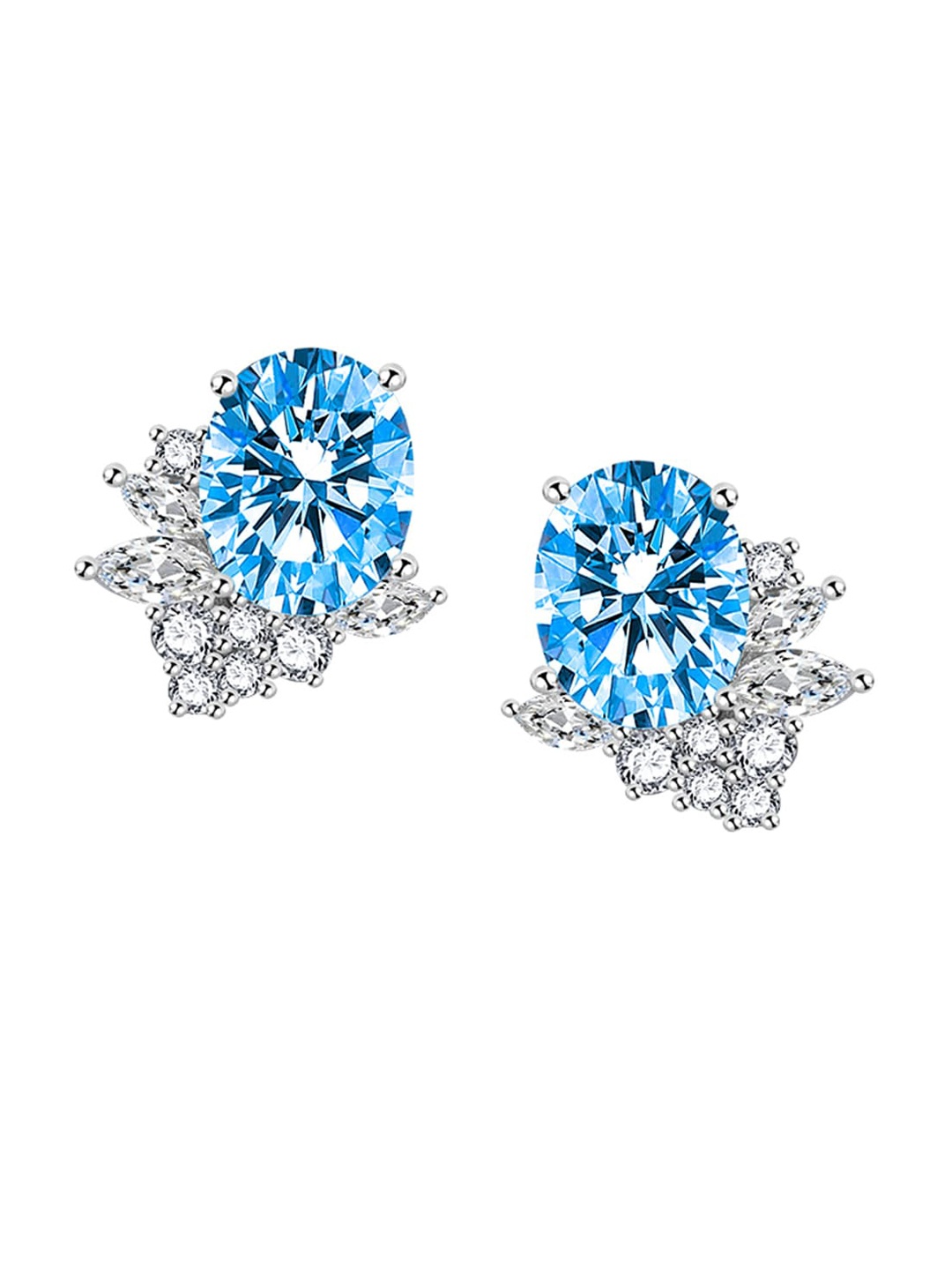 

Designs & You Silver-Plated Oval Studs Earrings, Blue