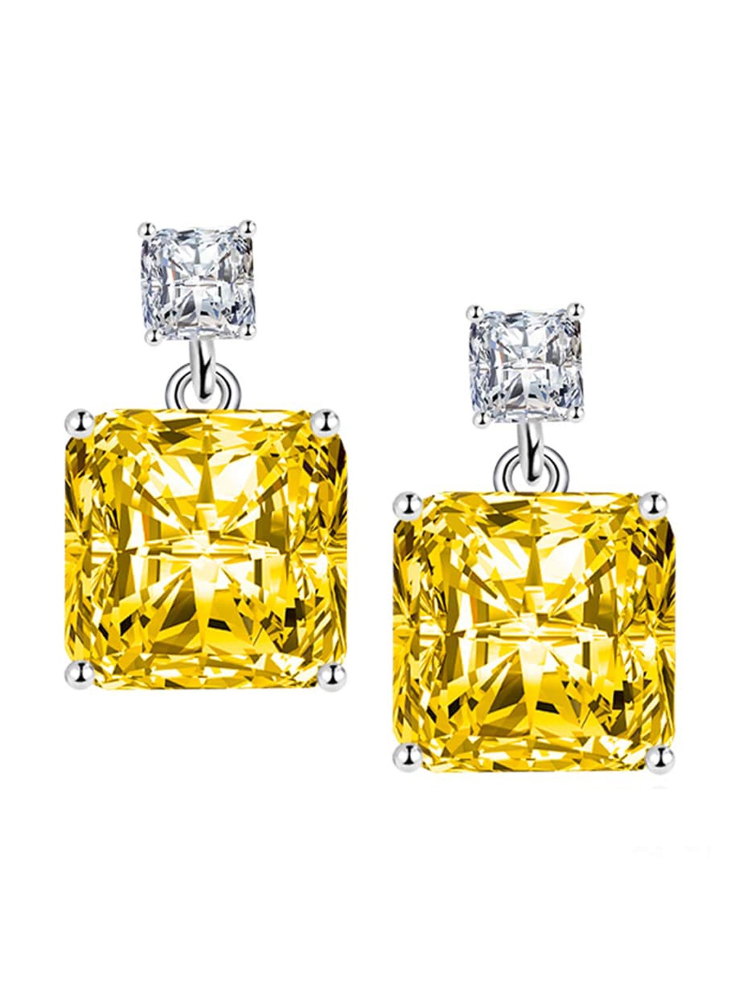 

Designs & You Silver-Plated Cubic Zirconia-Studded Square Studs Earrings
