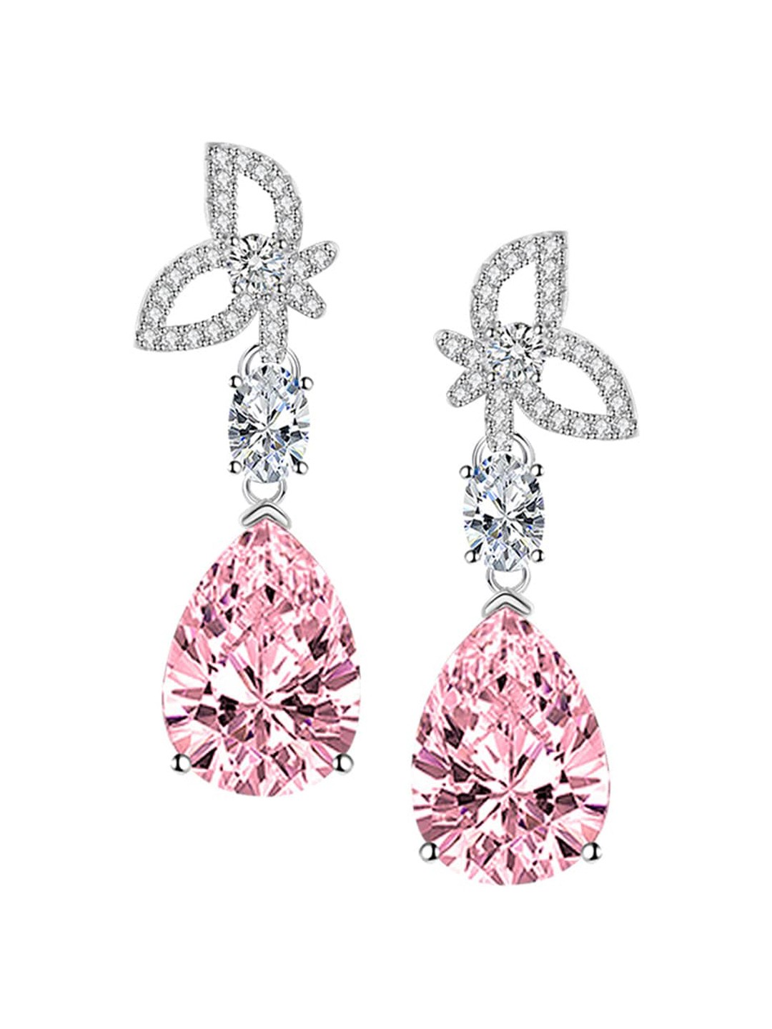 

Designs & You Teardrop Shaped Drop Earrings, Pink