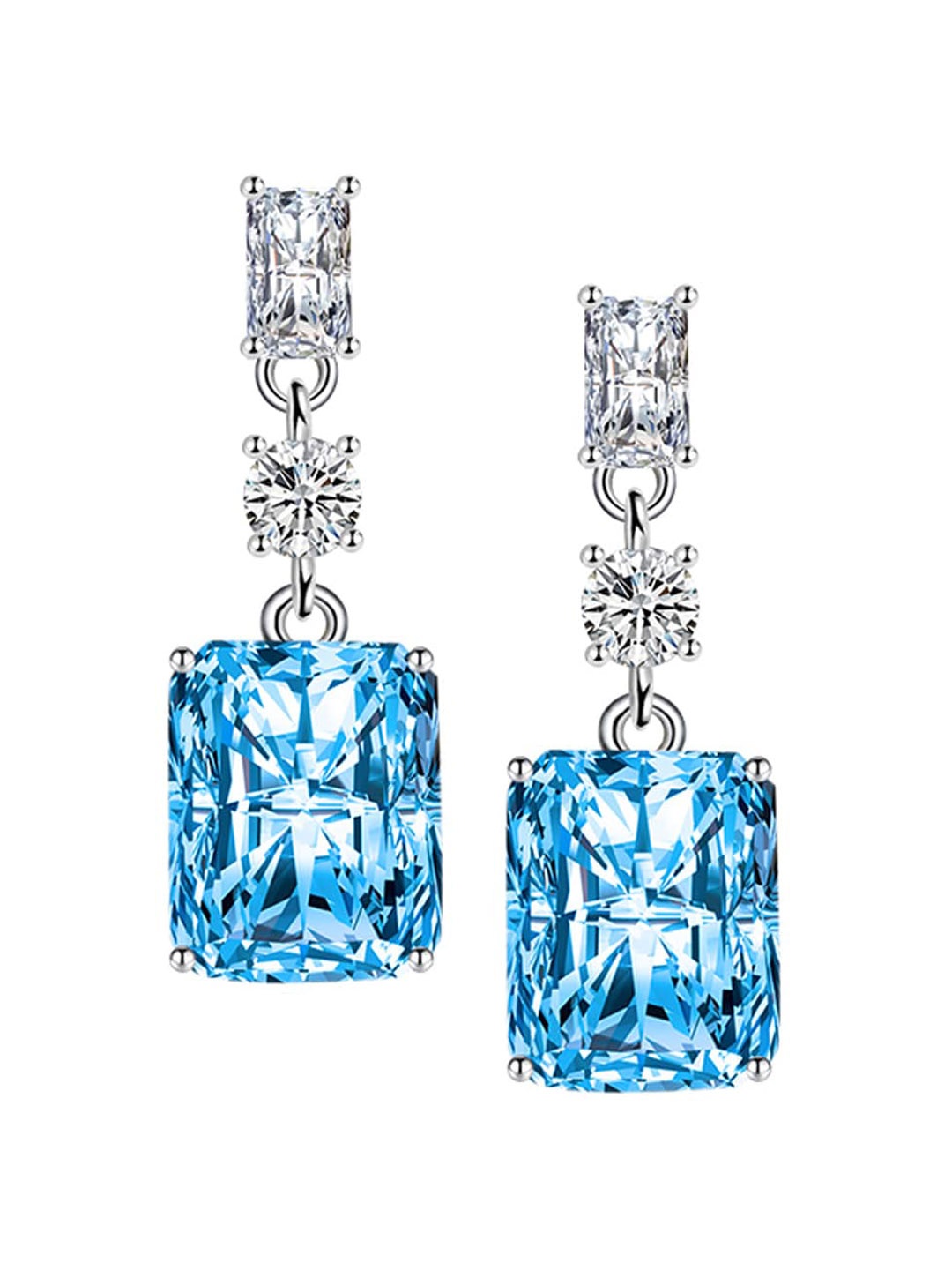

Designs & You Silver Plated Cubic Zirconia Studded Geometric Drop Earrings