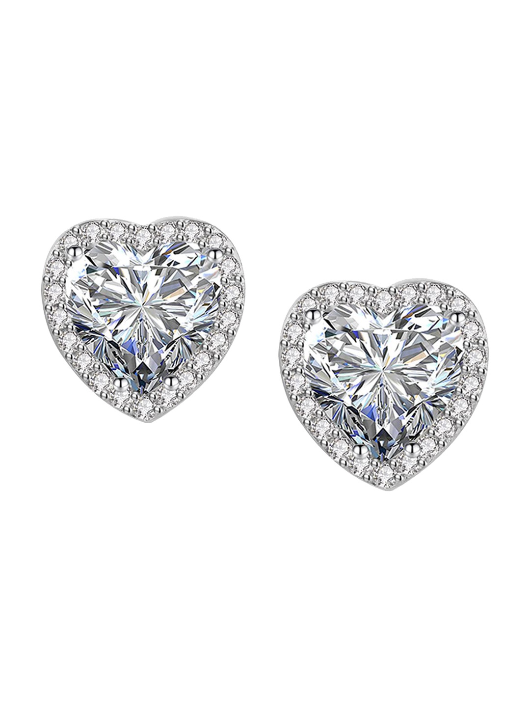 

Designs & You Silver-Toned Heart Shaped Studs Earrings