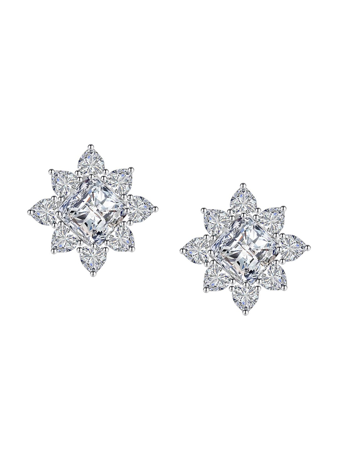 

Designs & You Silver Plated Square Studs Earrings