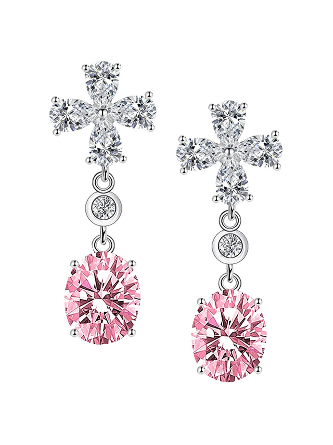 

Designs & You Silver Plated CZ Studded Drop Earrings