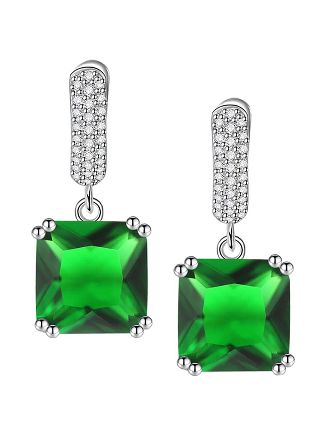 

Designs & You Green Square Studs Earrings
