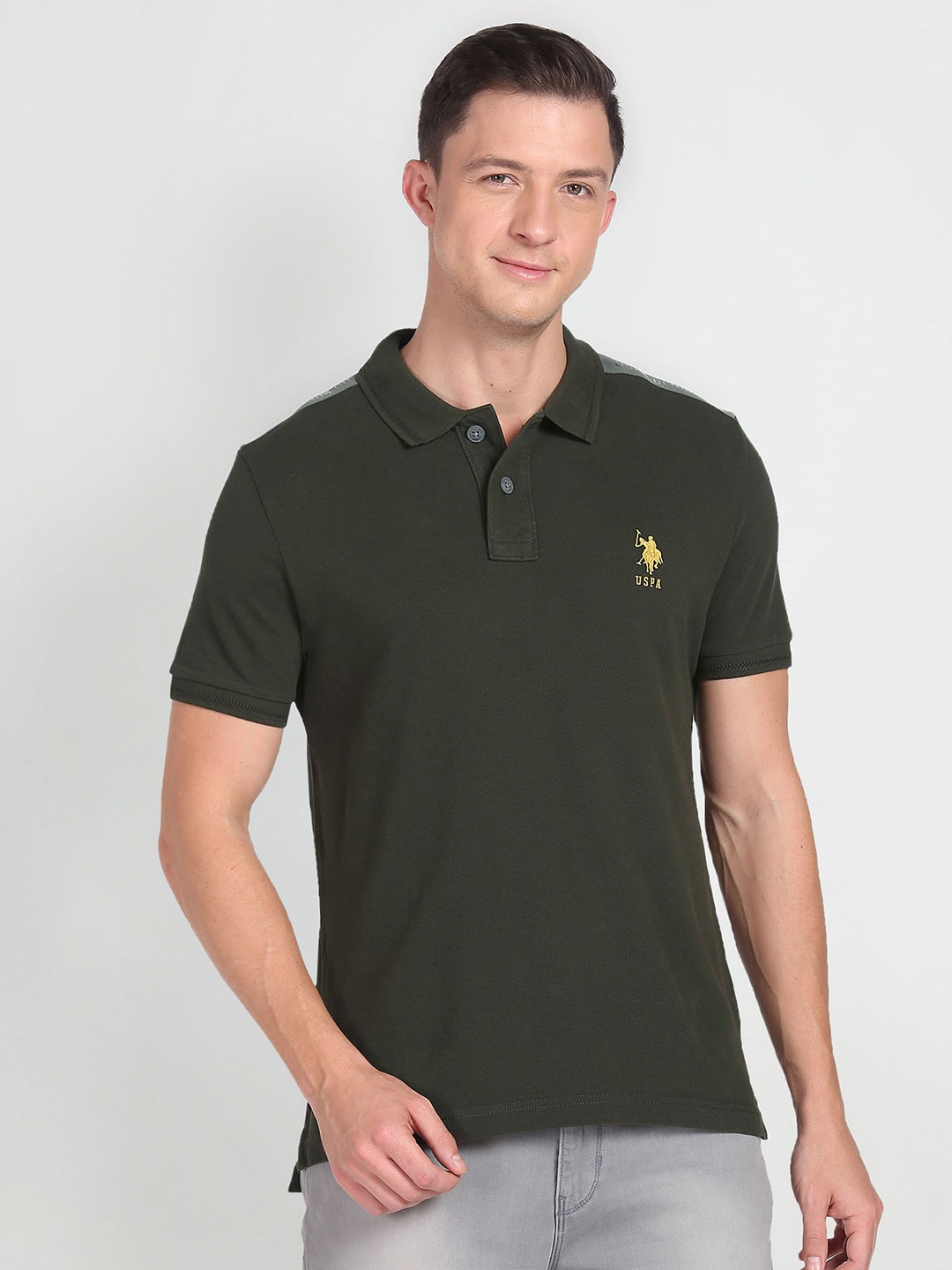 

U.S. Polo Assn. Denim Co. Polo Collar Pure Cotton T-shirt, Green