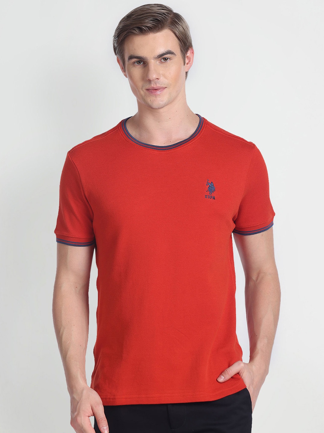 

U.S. Polo Assn. Denim Co. Slim Fit Pure Cotton T-shirt, Orange