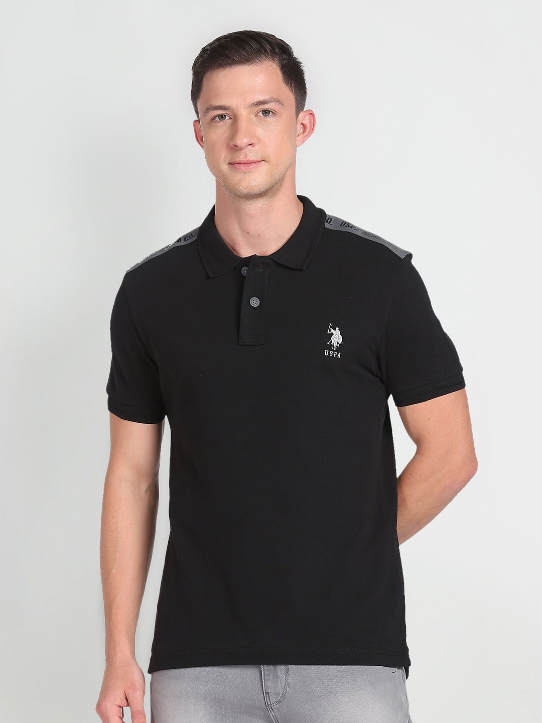 

U.S. Polo Assn. Denim Co. Polo Collar Slim Fit Pure Cotton T-shirt, Black