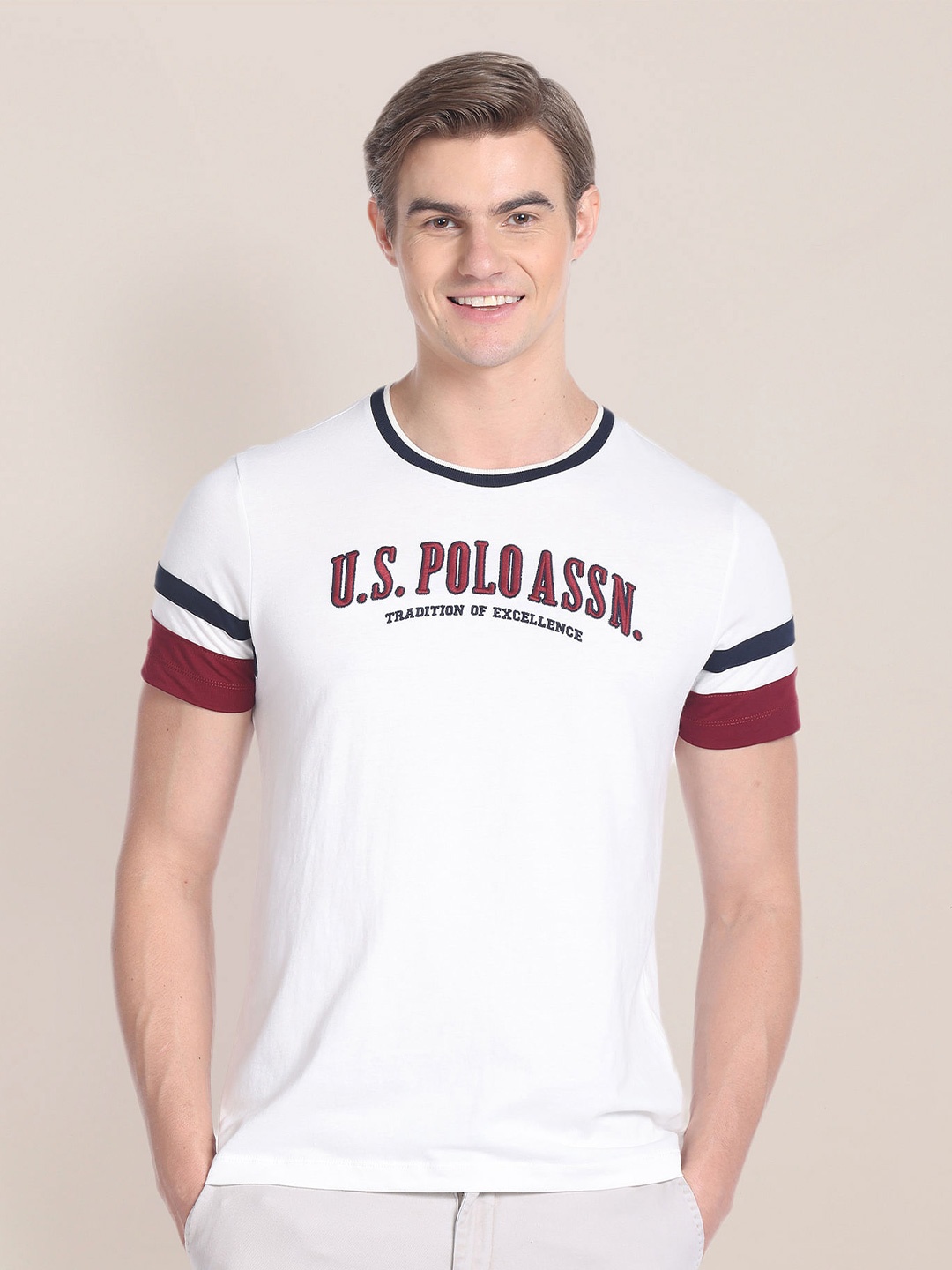 

U.S. Polo Assn. Varsity Printed Slim Fit T-shirt, White
