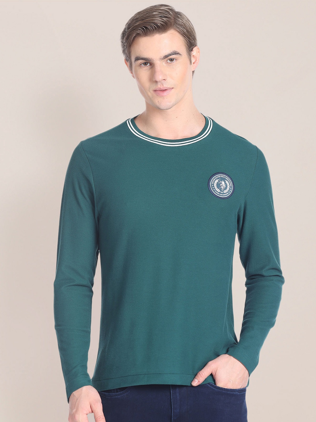 

U.S. Polo Assn. Slim Fit Round Neck Cotton T-shirt, Green