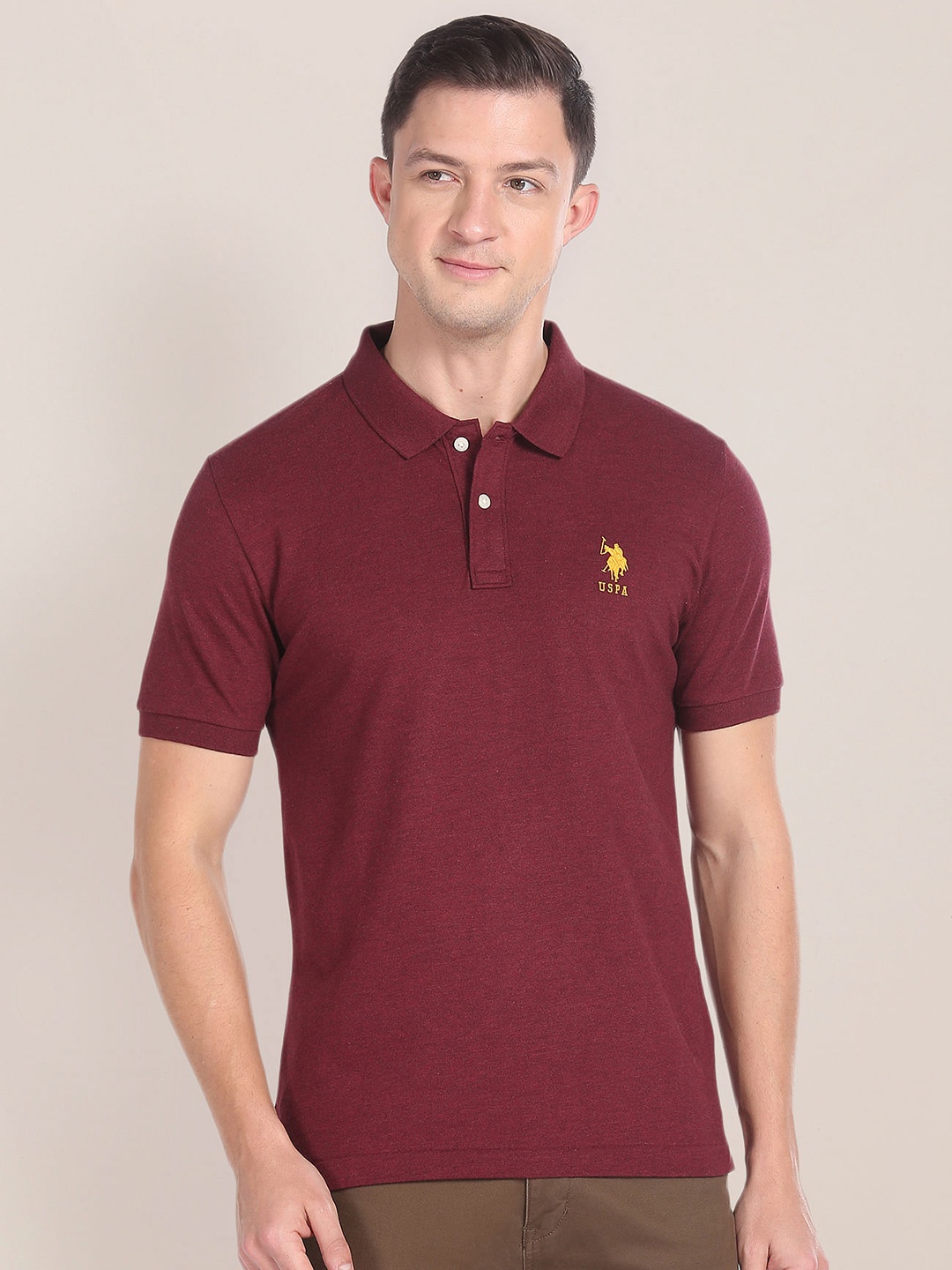 

U.S. Polo Assn. Slim Fit Polo Collar Cotton T-shirt, Maroon