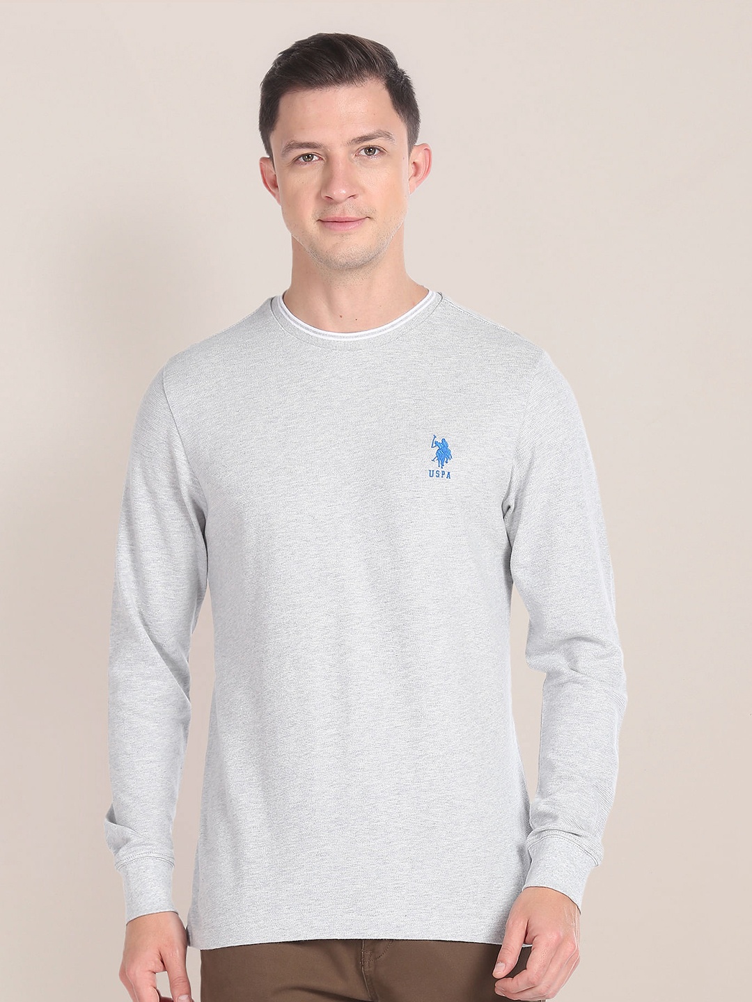 

U.S. Polo Assn. Slim Fit Round Neck Cotton T-shirt, Grey