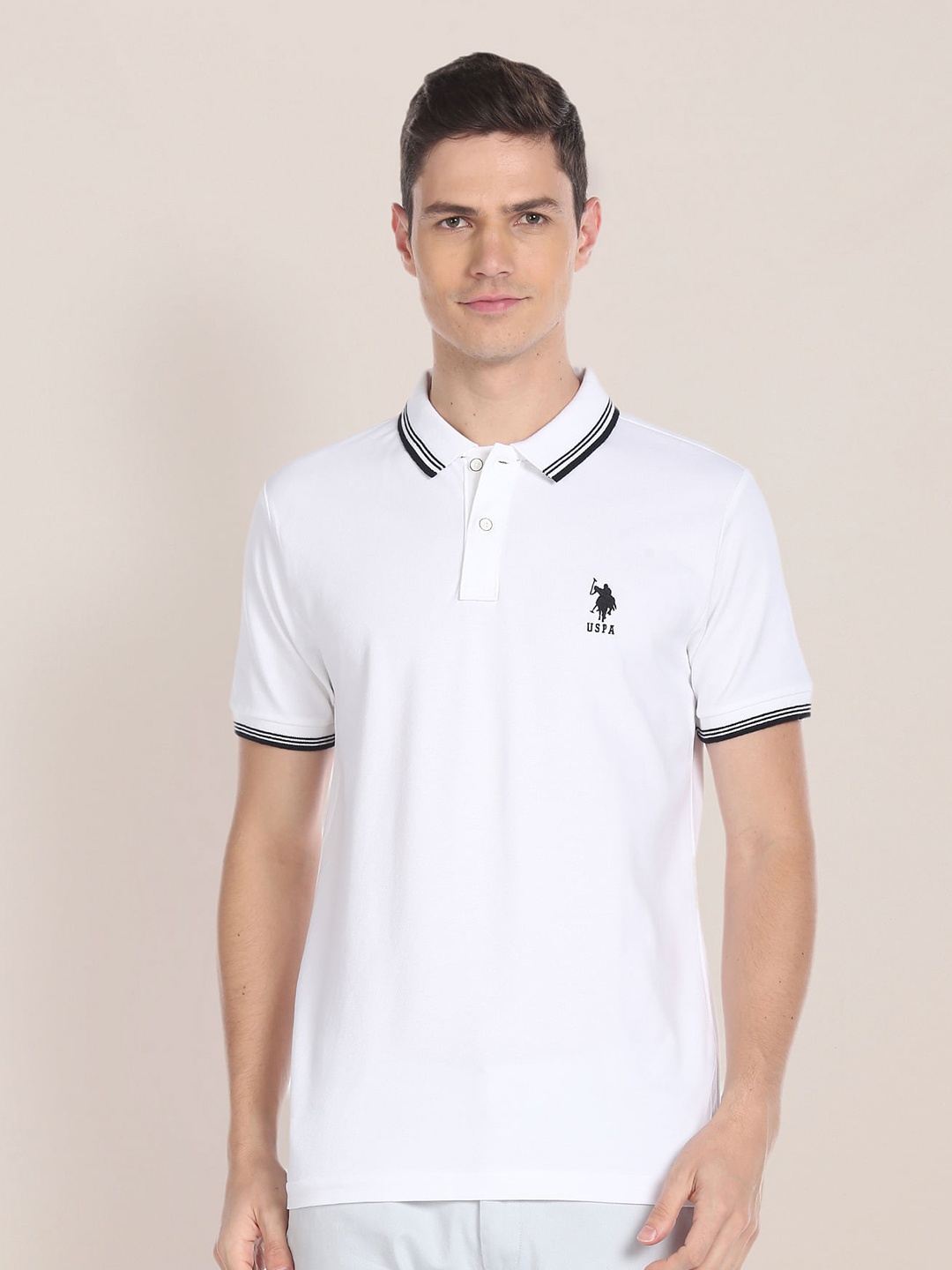 

U.S. Polo Assn. Polo Collar Short Sleeves Slim Fit T-shirt, White