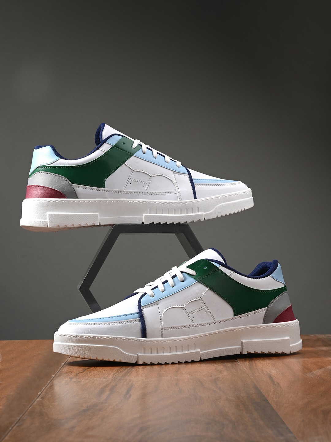 

Mast & Harbour Men Colourblocked Lace-Up Sneakers, White