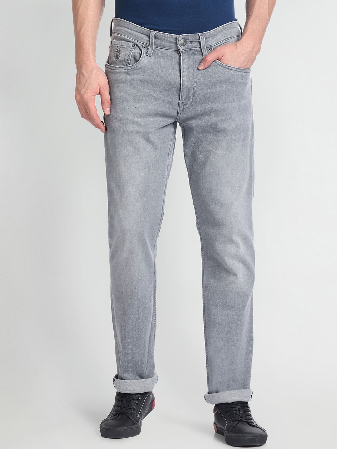 

U.S. Polo Assn. Denim Co. Men Grey Harold Slim Straight Fit Light Fade Stretchable Jeans