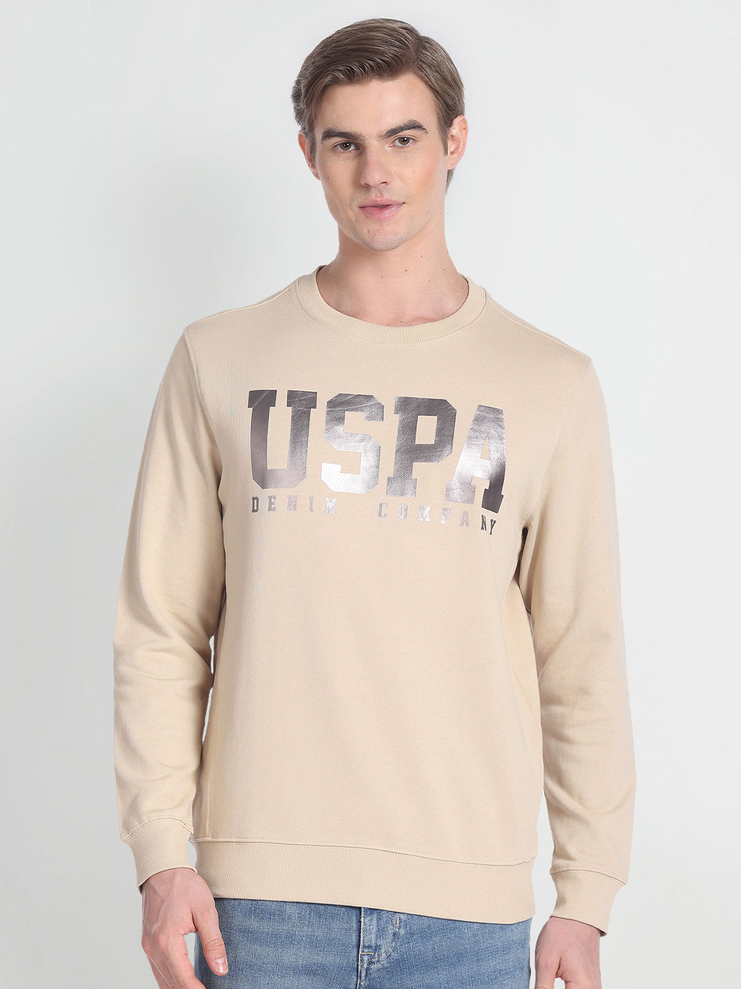 

U.S. Polo Assn. Denim Co. Typography Printed Pullover, Beige