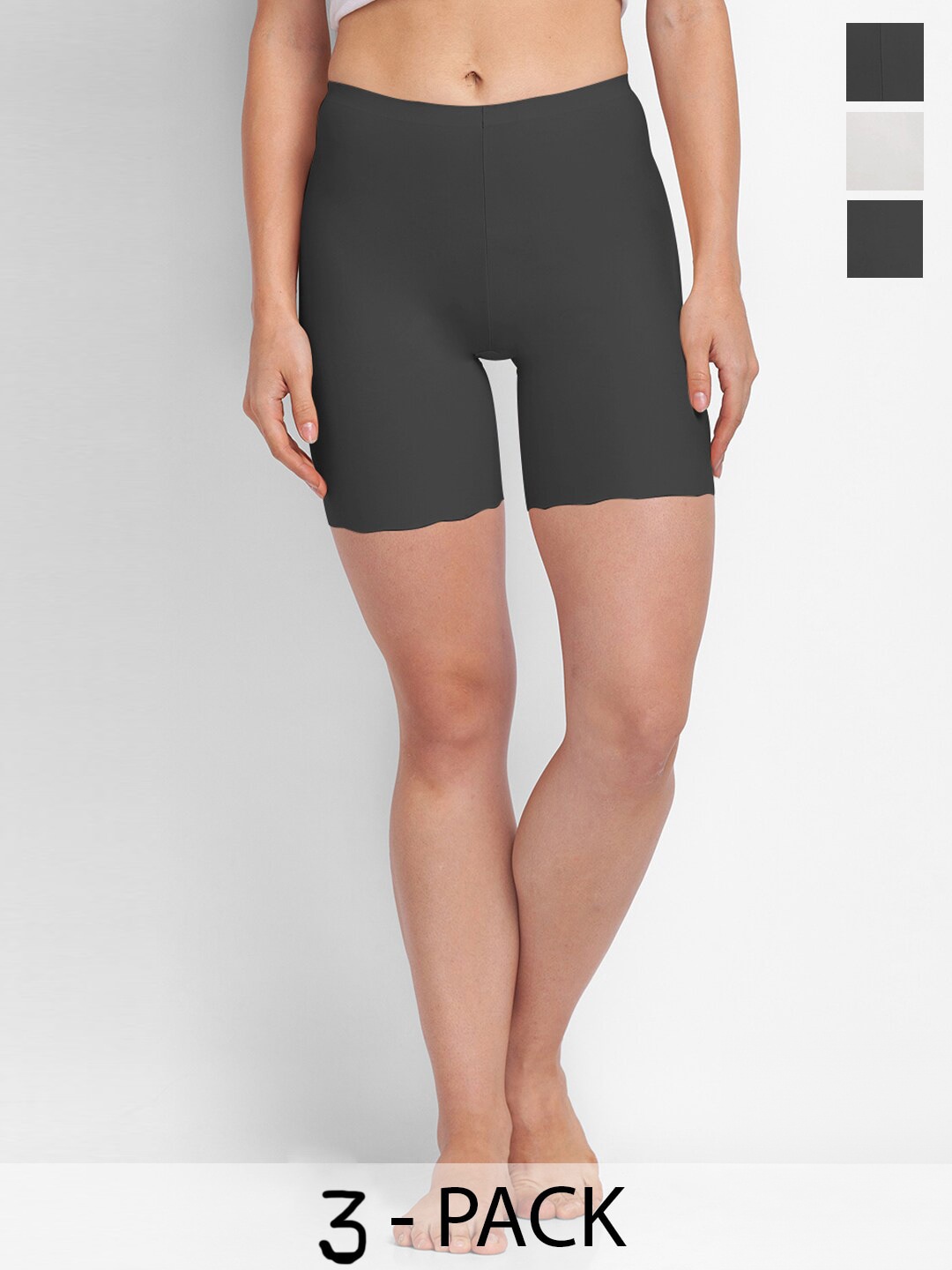 

FashionRack Pack Of 3 Seamless Boy Shorts 6035_BBW, Black