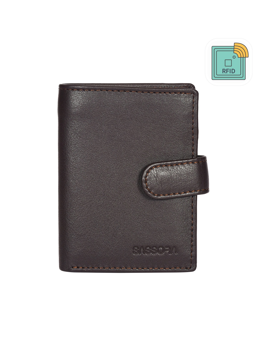 

Sassora Unisex Textured Leather Two Fold Wallet, Brown