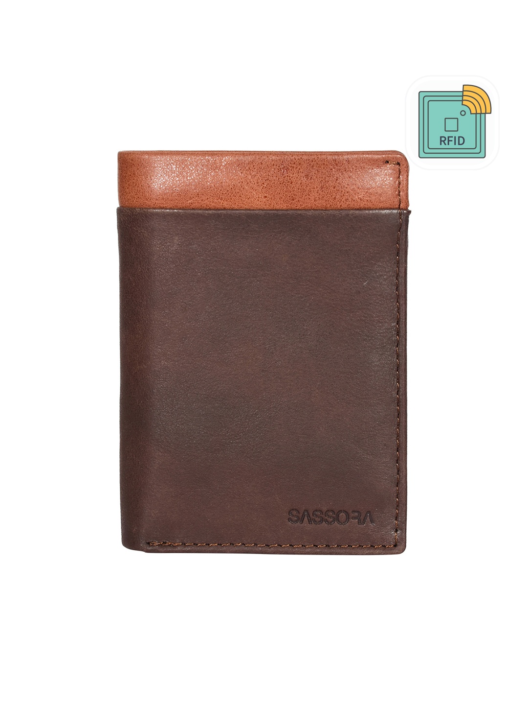 

Sassora Unisex Leather Two Fold Wallet, Tan