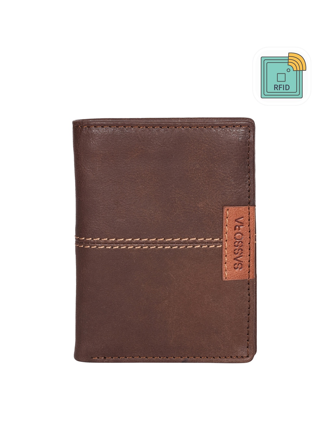 

Sassora Unisex Leather Two Fold Wallet, Brown