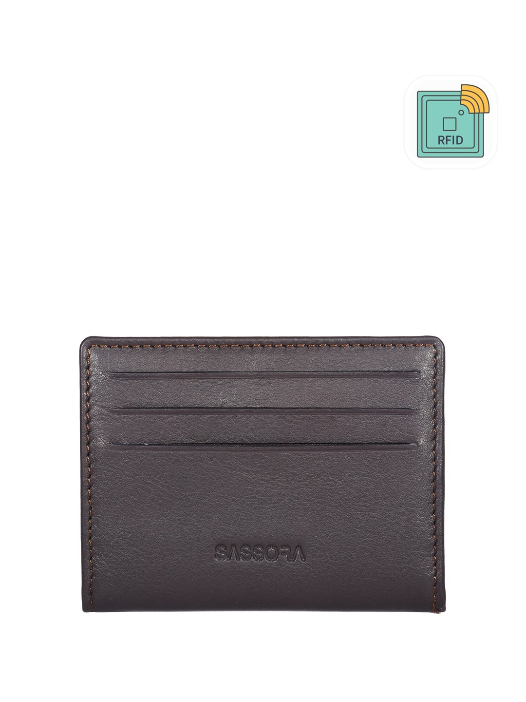 

Sassora Unisex Brown Textured Leather RFID Protected Card Holder