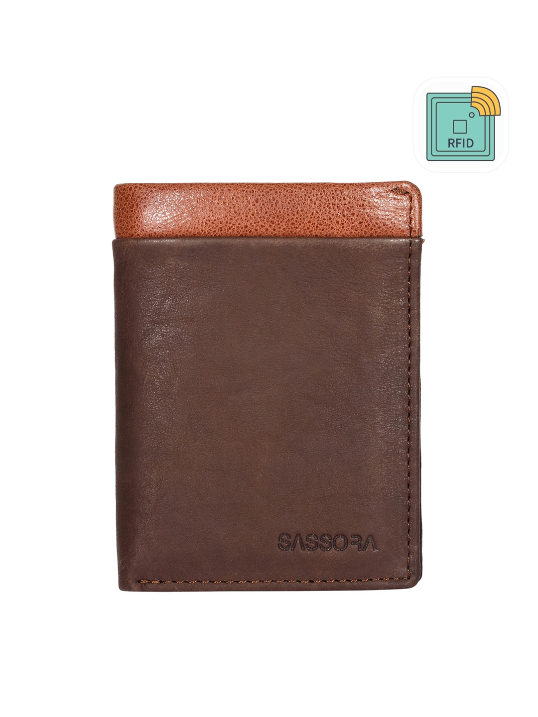 

Sassora Unisex Leather Two Fold Wallet, Brown