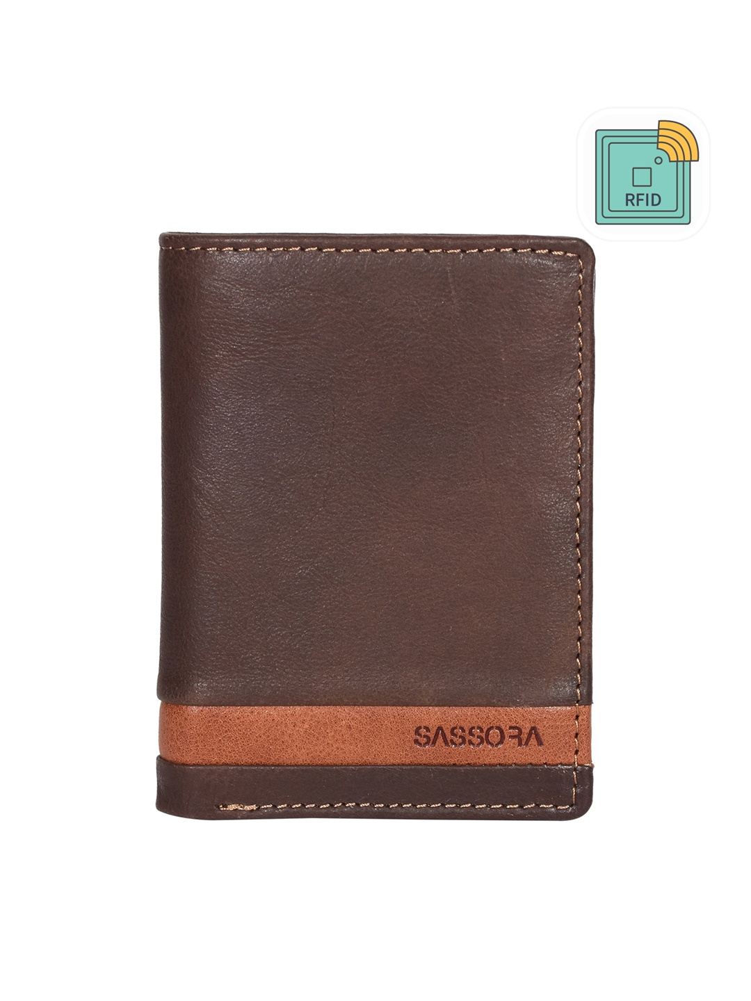 

Sassora Unisex Leather Two Fold Wallet, Brown