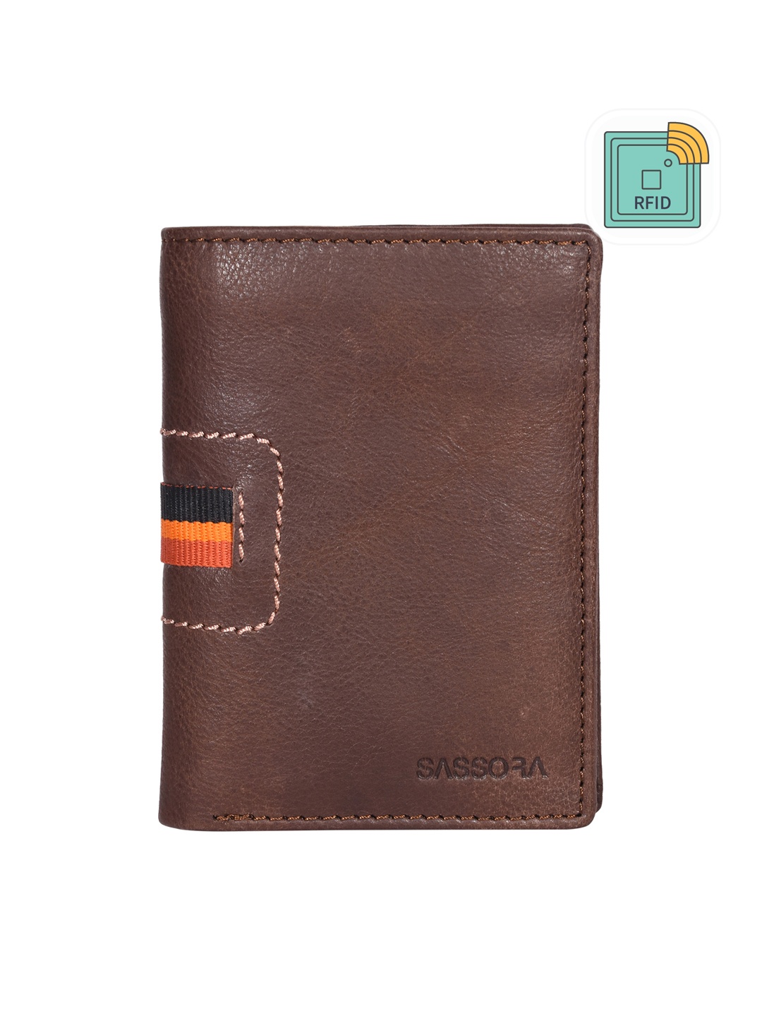 

Sassora Unisex Leather Two Fold Wallet, Brown