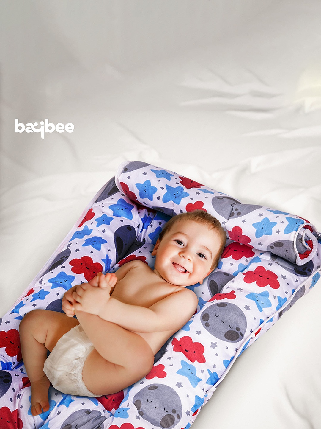

BAYBEE Infants Printed Pure Cotton 3 In 1 Baby Sleeping Bed, Red