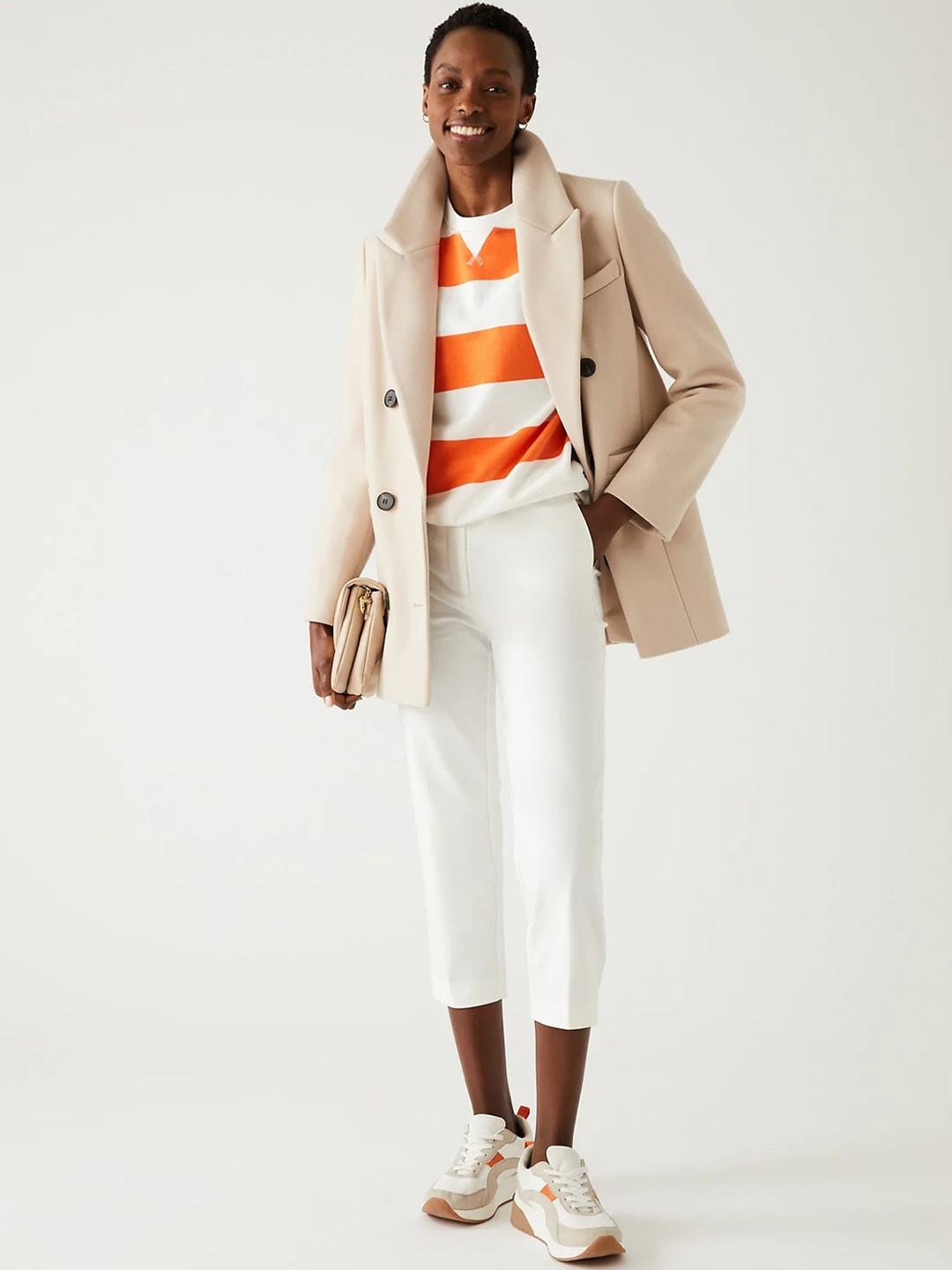 

Marks & Spencer Women Slim Fit High-Rise Cropped Trousers, White
