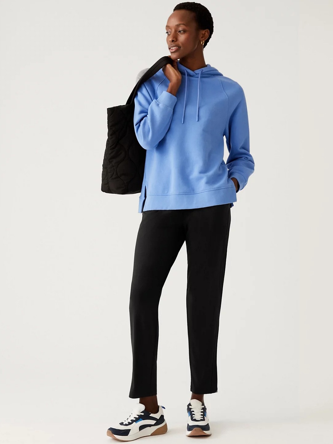 

Marks & Spencer Women Tapered Fit High-Rise Regular Trousers, Black