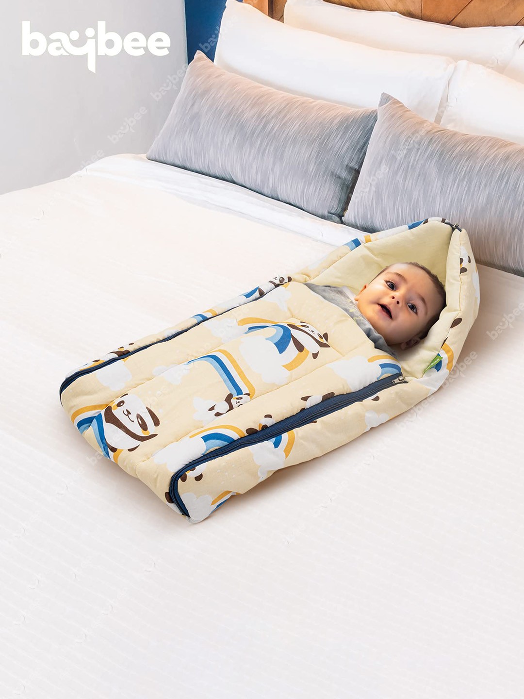 

BAYBEE Infants Printed 3 In 1 Cotton Baby Sleeping Bag, Yellow