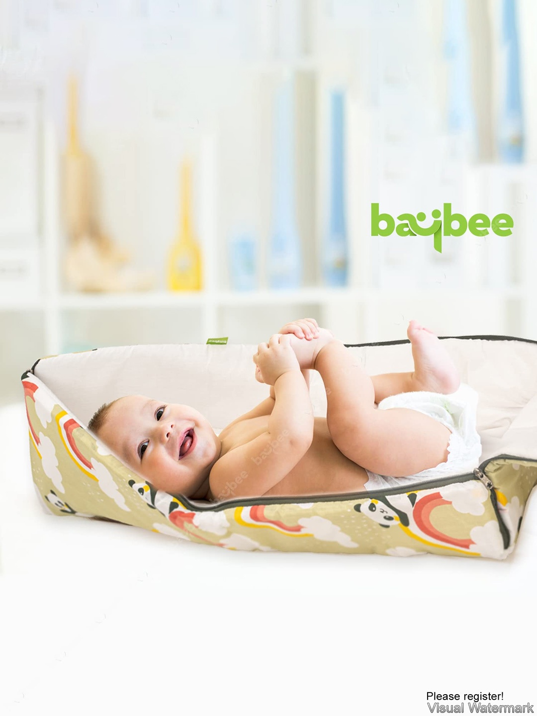 

BAYBEE Infants Printed Pure Cotton 3 In 1 Baby Sleeping Bed, Green