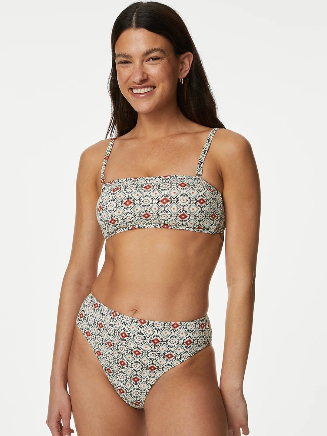 

Marks & Spencer Printed Bikini Swim Briefs, White