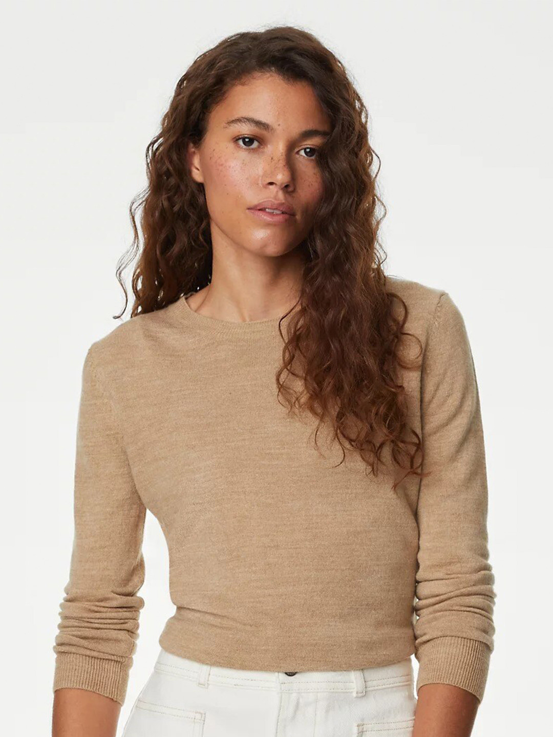 

Marks & Spencer Long Sleeve Acrylic Pullover, Beige