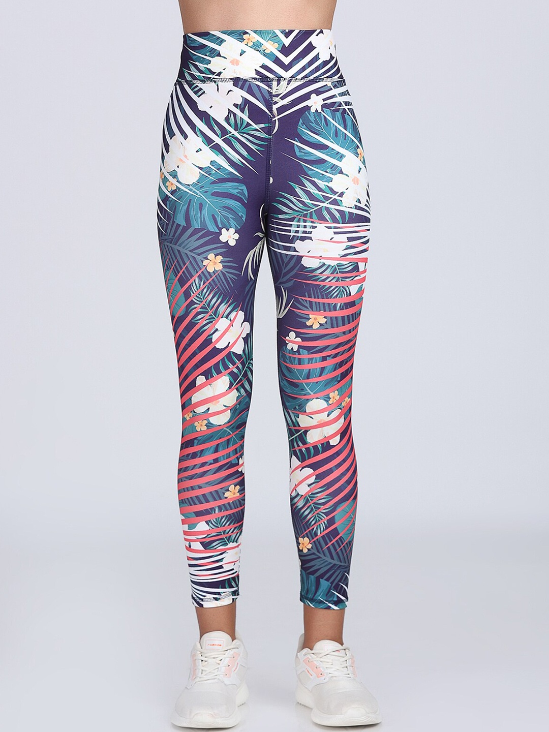 

Apraa & Parma Women Dry Fit Printed High Waist Yoga Tights, Navy blue
