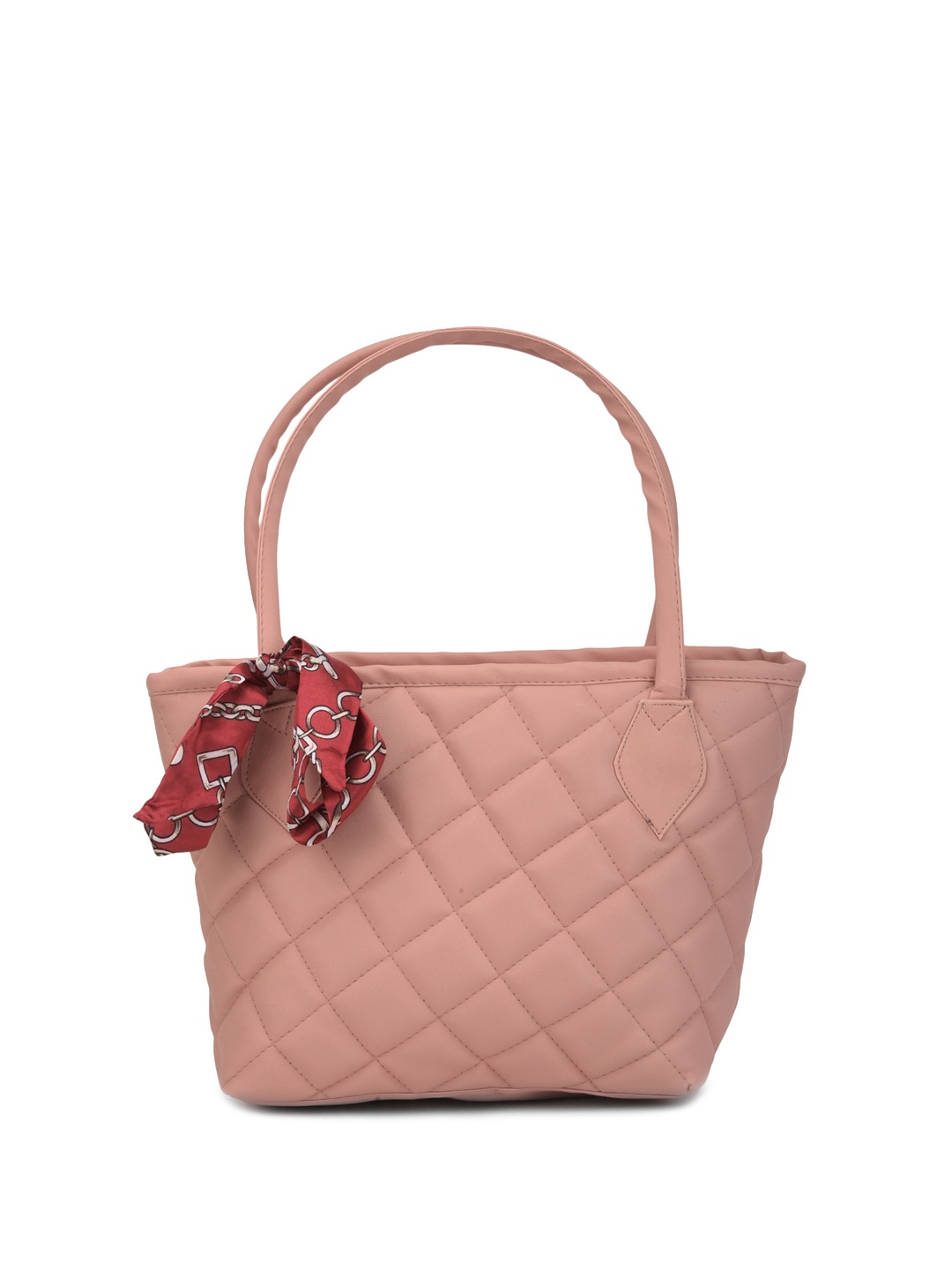 

MEHNAM Structured Leather Shoulder Bag with Quilted, Peach