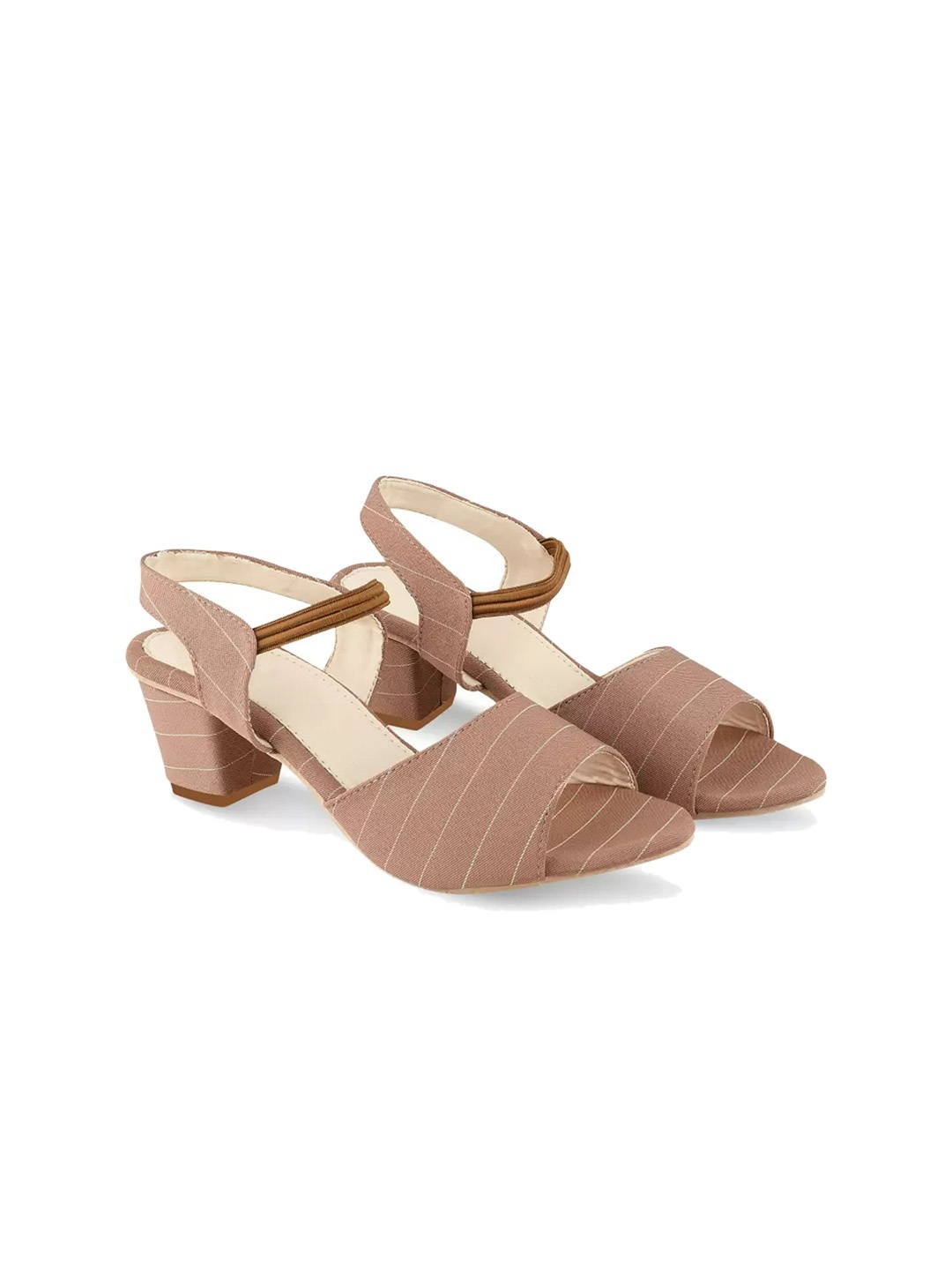 

BAESD Girls Striped Block Heels with Backstraps, Beige