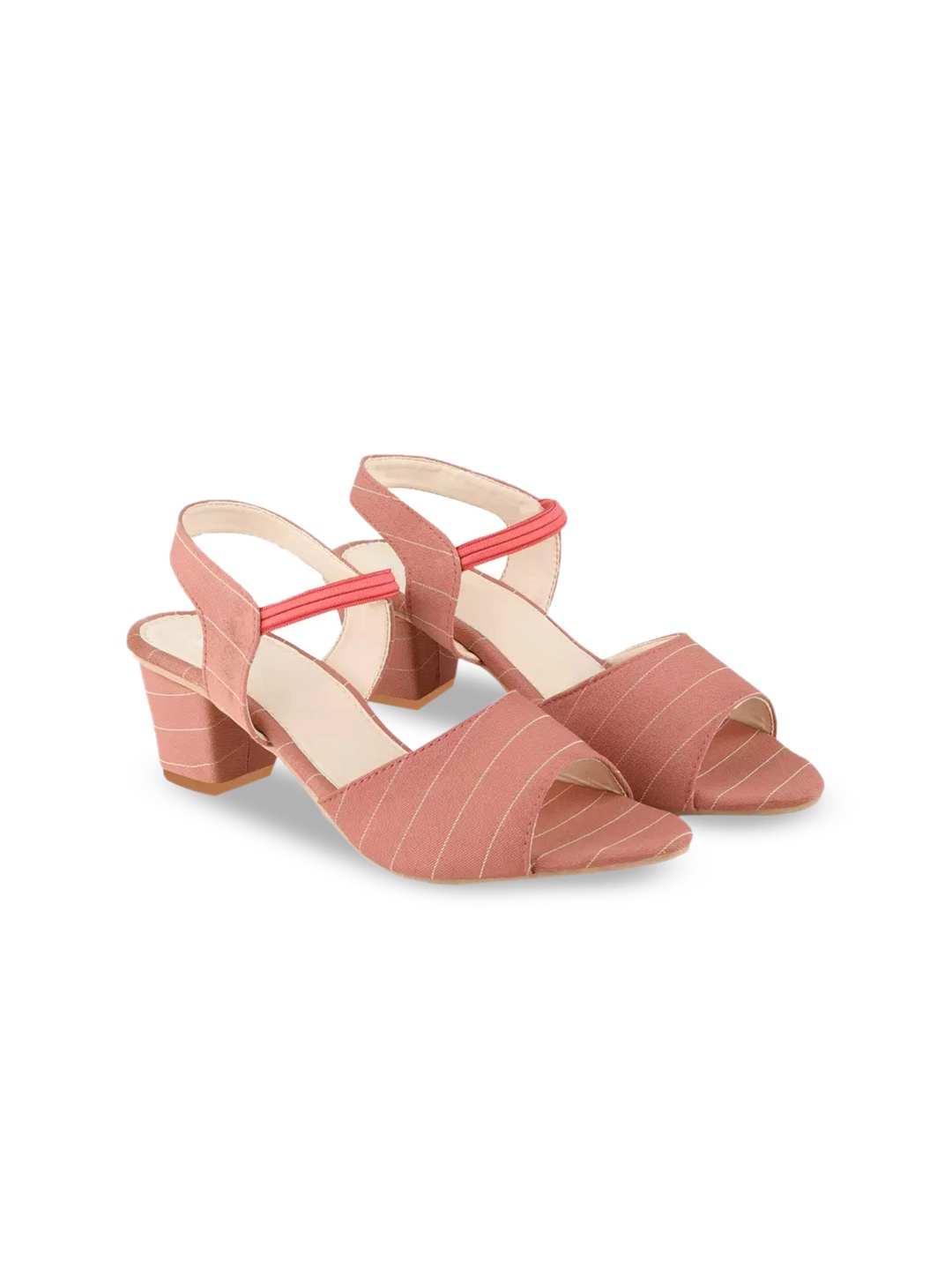 

BAESD Girls Striped Block Heels with Ankle Loop, Pink