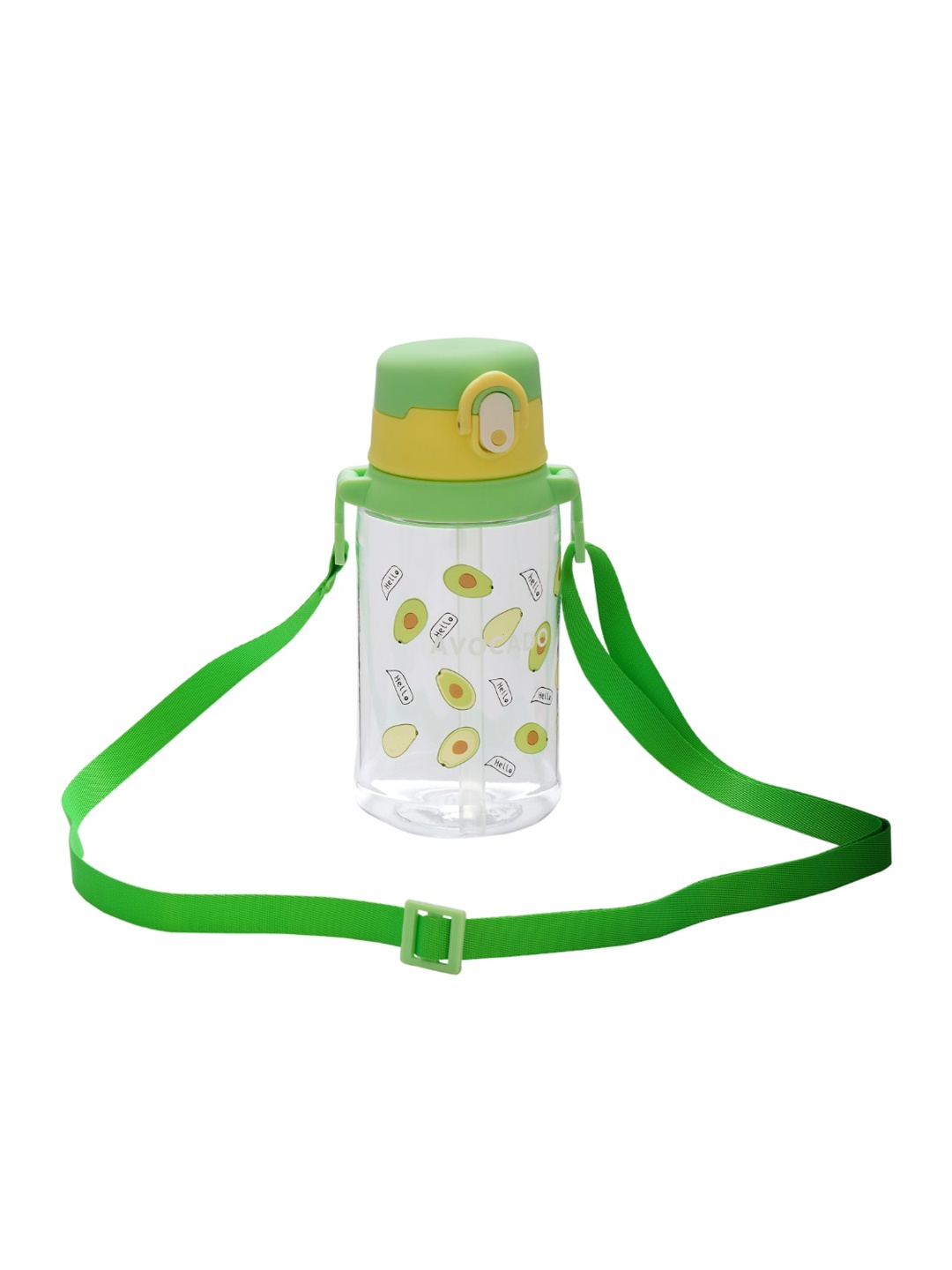 

GUCHIGU Kids Green & White Printed Sipper Water Bottle With Straw