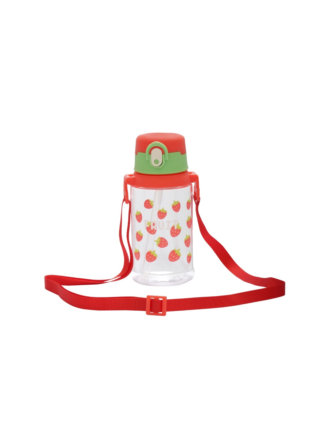 

GUCHIGU Kids White & Red Printed Sipper Water Bottle With Straw-600 ML