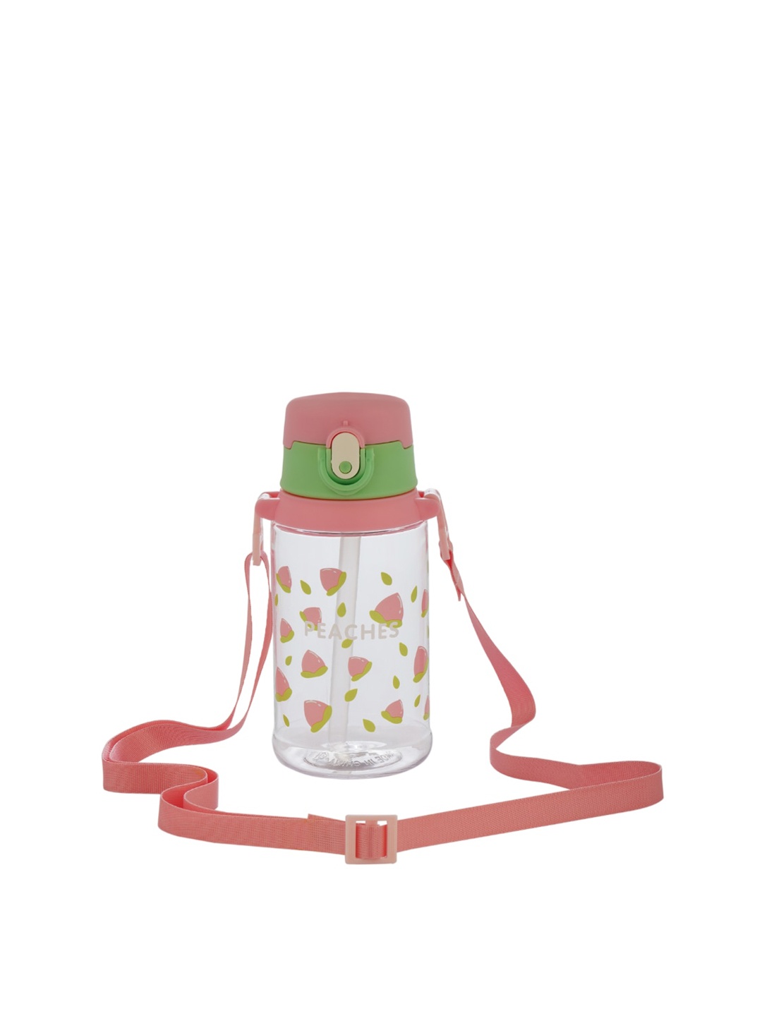 

GUCHIGU Kids Pink & Green Printed Sipper Water Bottle with Straw-600 ML