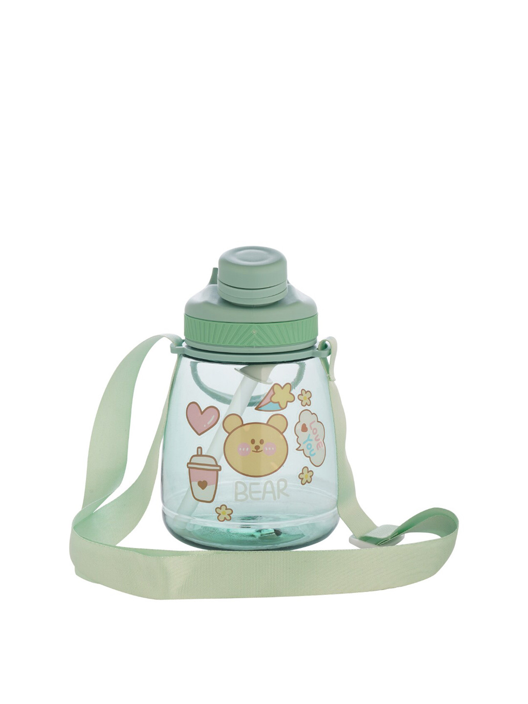 

GUCHIGU Kids Green Printed Sipper Water Bottle With Straw 800 ml